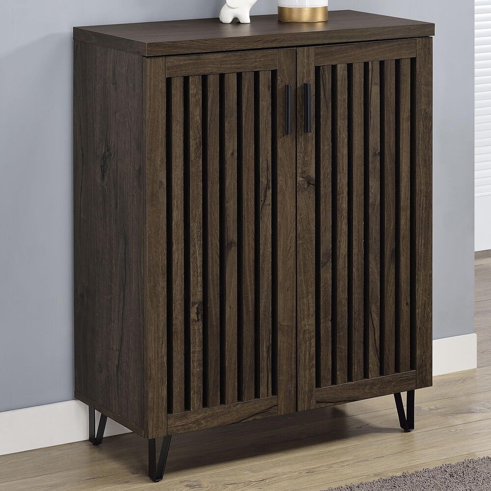 Coaster Brixton 6-Shelf Shoe Storage Cabinet in Smoked Oak and Black, , large