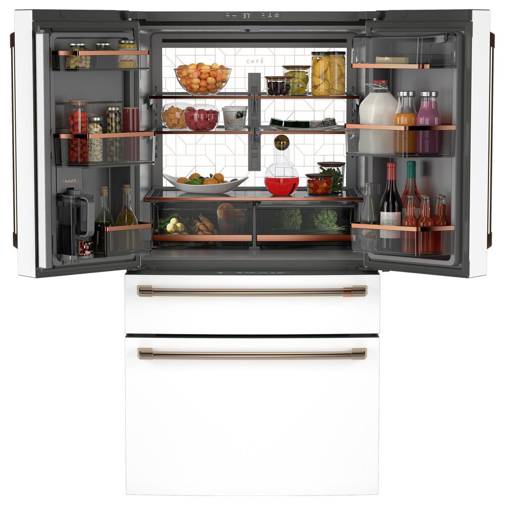 Cafe 28.7 Cu. Ft. Smart 4-Door Refrigerator with Dual Dispense AutoFill Pitcher with Pro Handle in Matte White, , large
