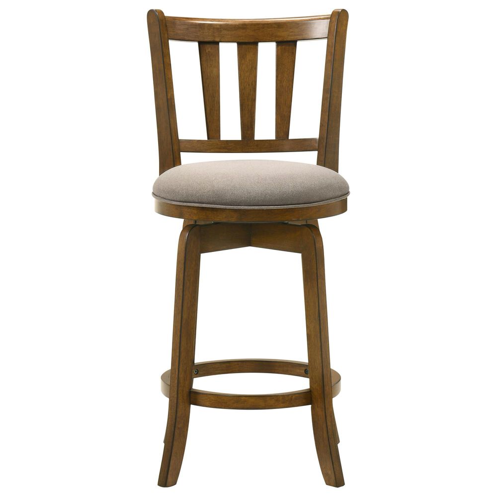 Armen Living Wren Swivel Counter Height Stool with Static Gray Upholstery in Sepia Brown, , large