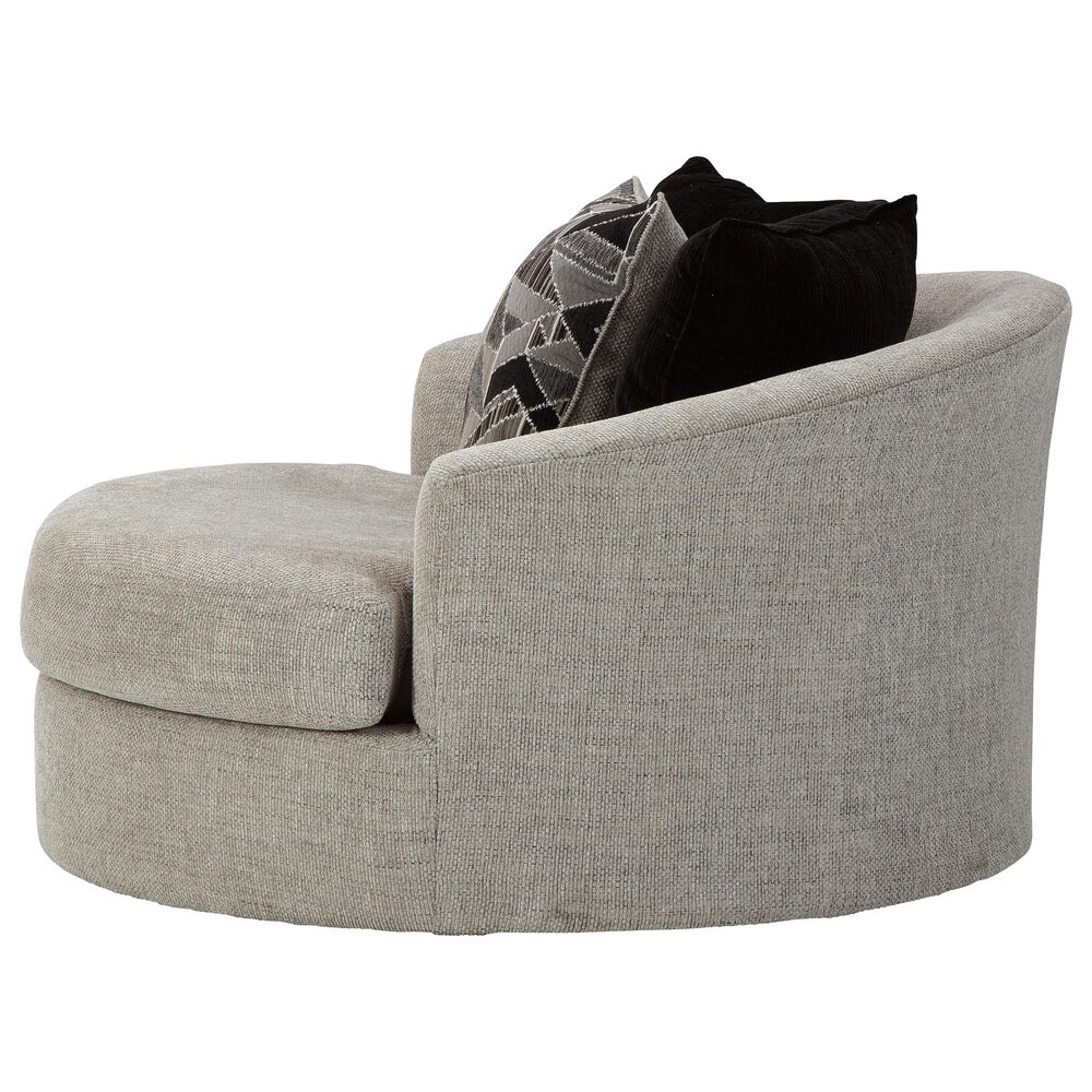 Signature Design by Ashley Megginson Oversized Round Swivel Chair in Storm, , large
