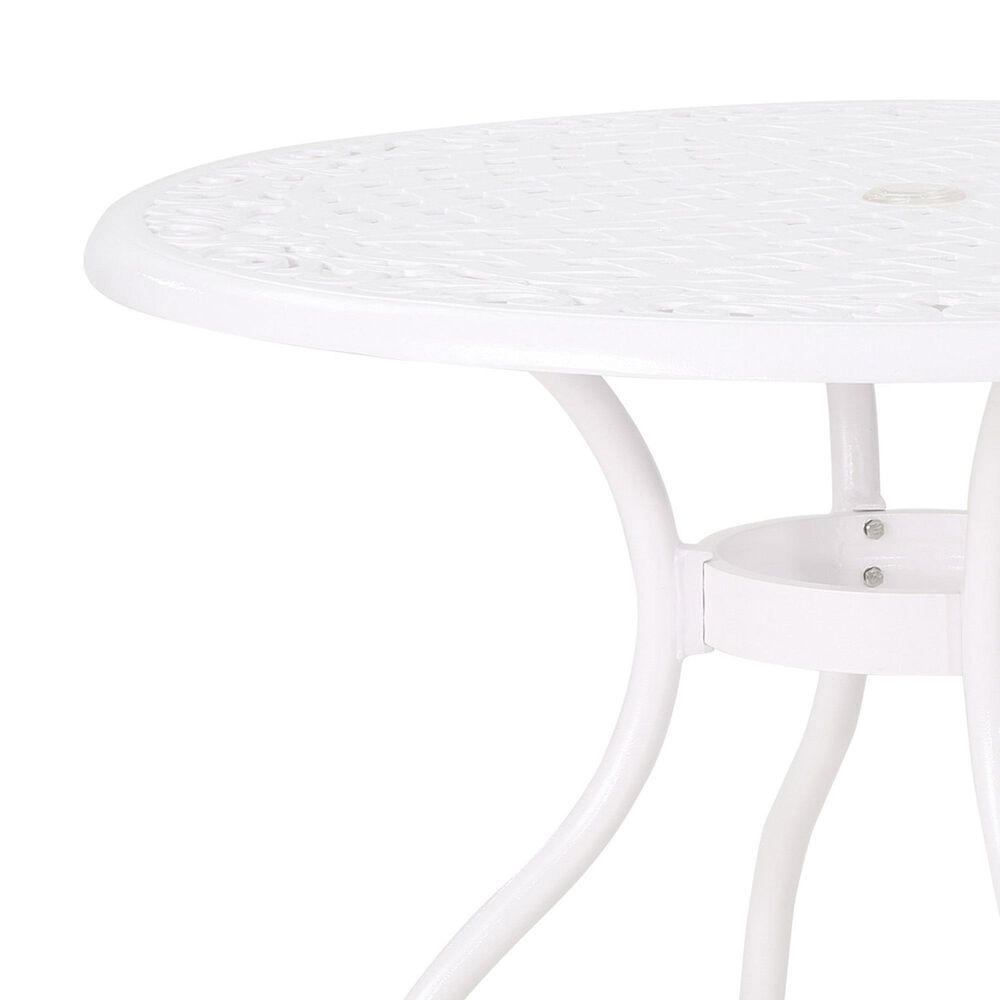 Hearth and Haven Phoenix Outdoor Round Dining Table in White - Table Only, , large