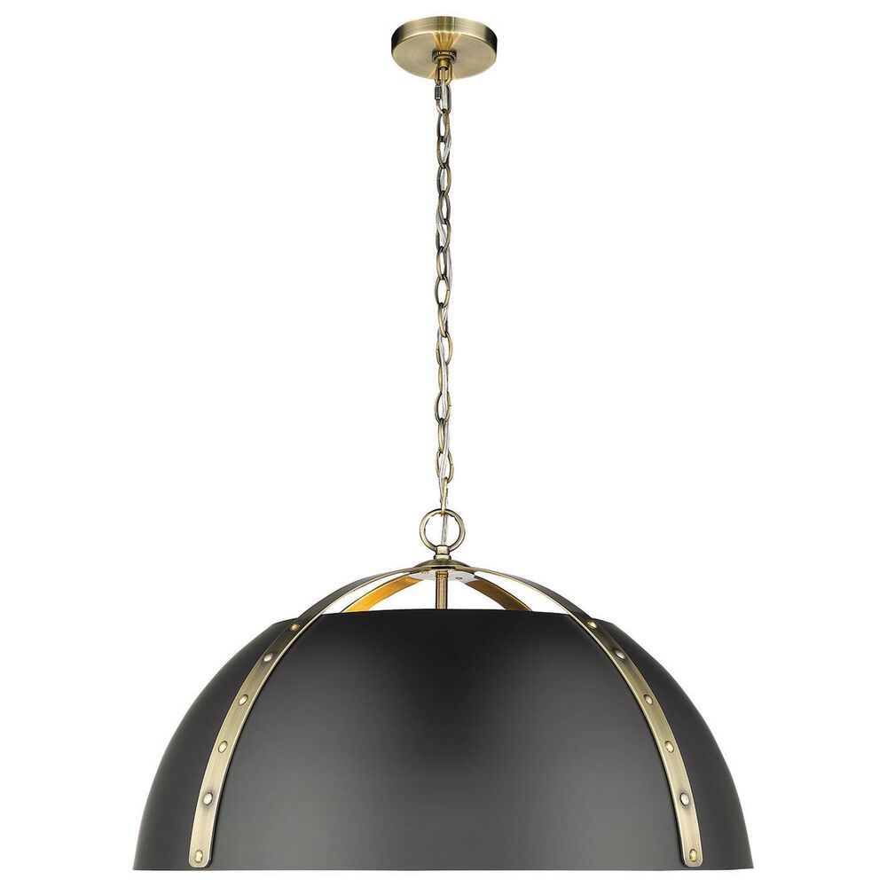 Golden Lighting Aldrich 5-Light Pendant with Matte Black Shade in Aged Brass, , large