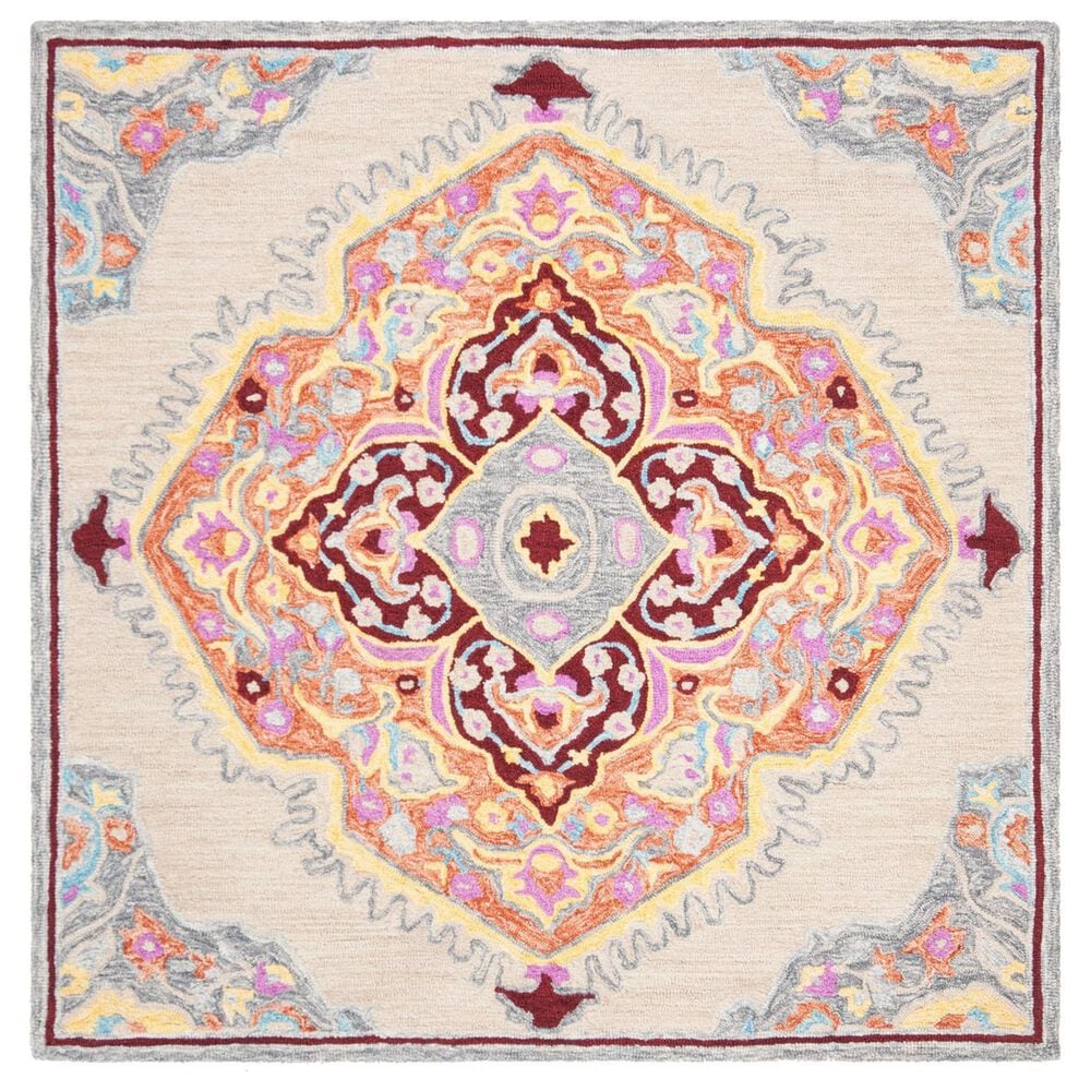Safavieh Micro-Loop 5" Square Beige and Orange Area Rug, , large