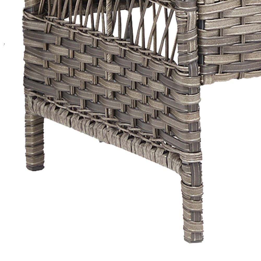 Hearth and Haven Patio Wicker Ottoman with Widened Armrest in Red (Set of 2), , large