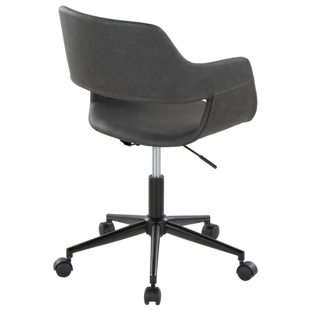 Lumisource Margarite Task Chair with Grey Faux Leather Cushion in Black, , large