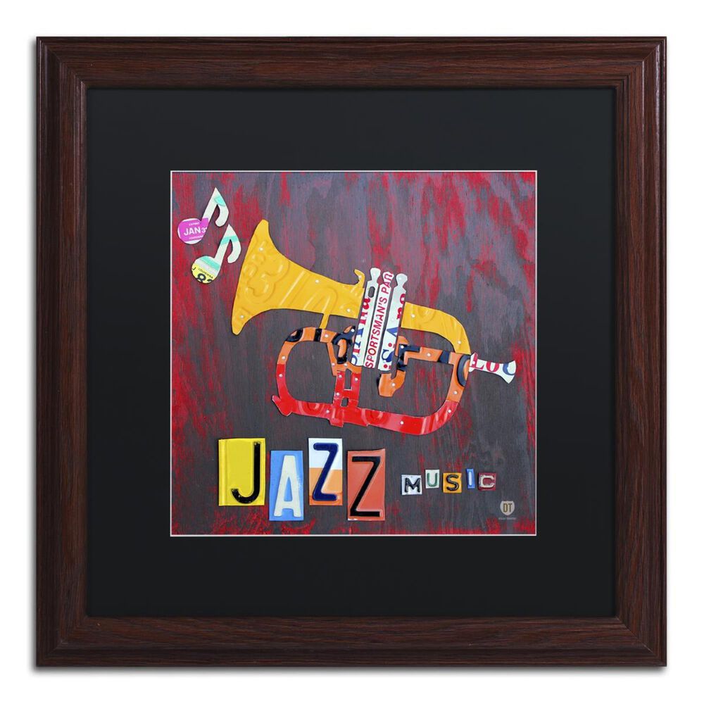 Timberlake 11" x 11" Jazz Series Trumpet Art in Black Matting, , large