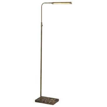 Adesso Reader LED Floor Lamp in Antique Brass and Brown, , large