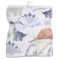 Lambs & Ivy Dino-Might Baby Blanket in White, Gray and Blue, , large