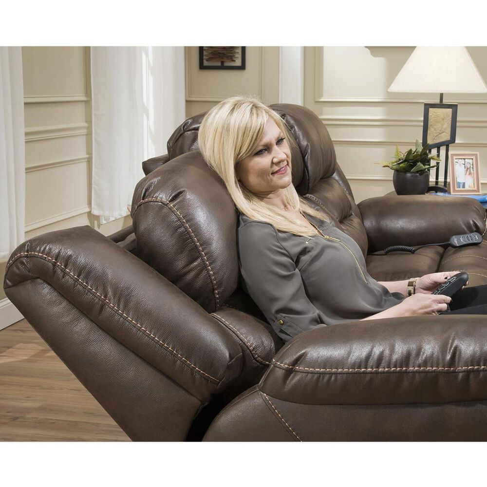 HomeStretch Power Reclining Sofa with Headrest and Lumbar in Walnut, , large