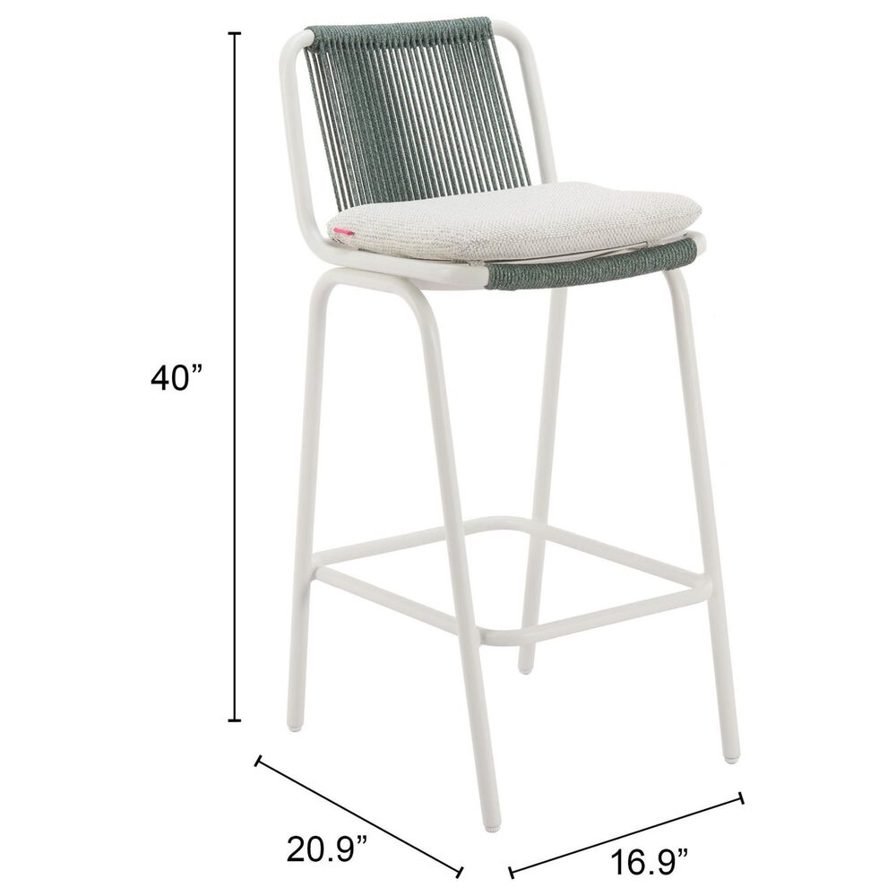 Zuo Modern Luft Patio Barstool in Beige and Green (Set of 2), , large