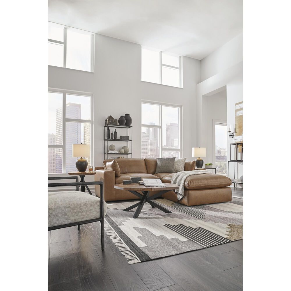 Ashley Emilia Oversized Accent Ottoman in Caramel, , large