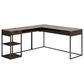 Hearth and Haven 2-Drawer L-Shaped Desk in Brown and Grey, , large