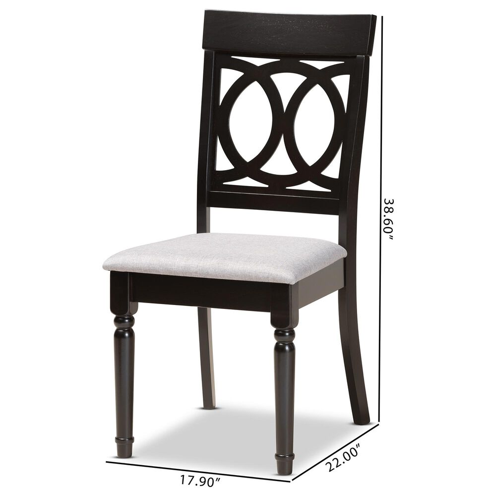 Baxton Studio Lucie Side Chair with Grey Cushion in Espresso Brown (Set of 2), , large
