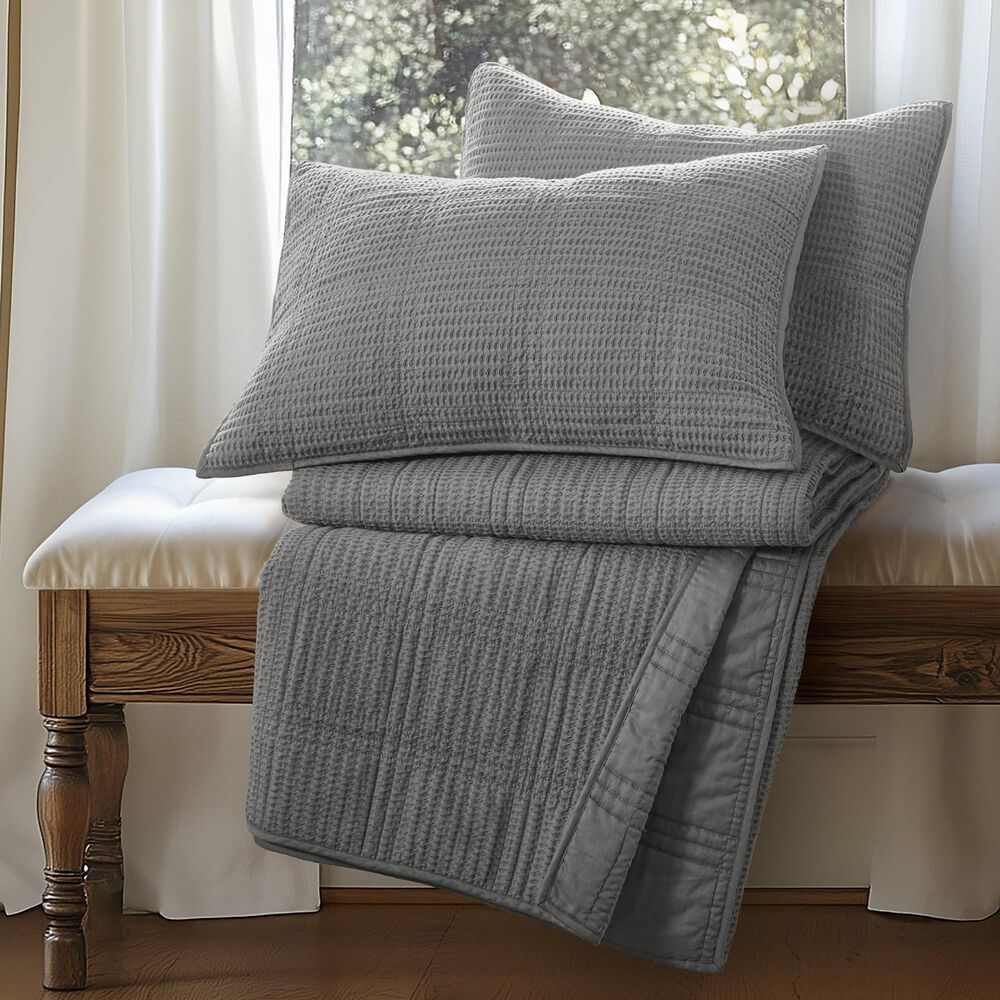 Levtex Cloud Waffle 2-Piece Twin Quilt Set in Grey, , large
