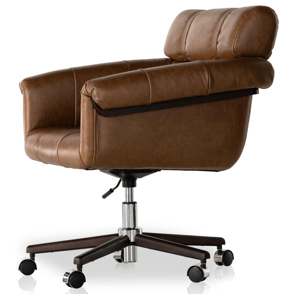 Four Hands Allston Desk Chair in Mocha Ash and Polished Aluminum, , large