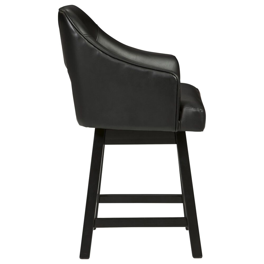 Signature Design by Ashley Tallenger 25&quot; Swivel Counter Stool with Black Cushion in Dark Brown, , large