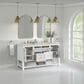 James Martin Vanities Breckenridge 60" Double Bathroom Vanity in Bright White with 3 cm Lime Delight Quartz Top and Rectangular Sinks, , large