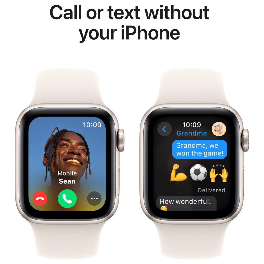 Apple Watch SE GPS 40mm Starlight Aluminum Case with Starlight Sport Band - S/M, , large