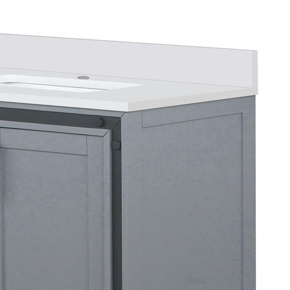Lexora Home Ziva 30&quot; Single Bathroom Vanity in Dark Grey with 2 cm White Cultured Marble Top and Rectangular Sink, , large