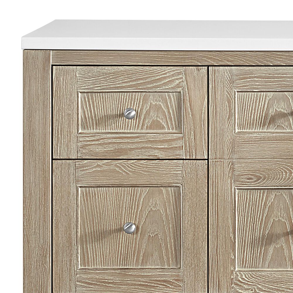 James Martin Vanities Breckenridge 60&quot; Single Bathroom Vanity in Whitewashed Oak with 3 cm White Zeus Quartz Top and Rectangular Sink, , large