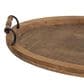 Maple and Jade Oval Tray with Scroll Metal Handles in Oiled Brown, , large