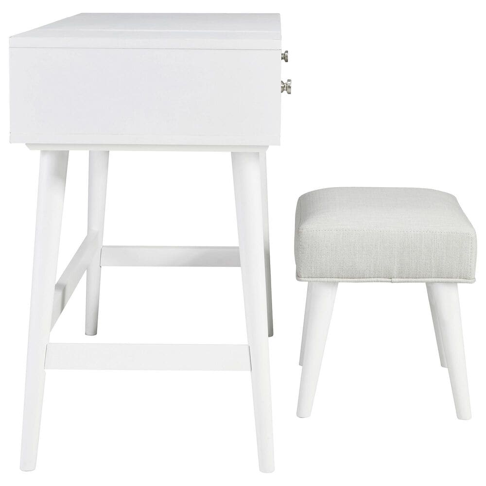 Ashley Thadamere Vanity with Stool in White, , large