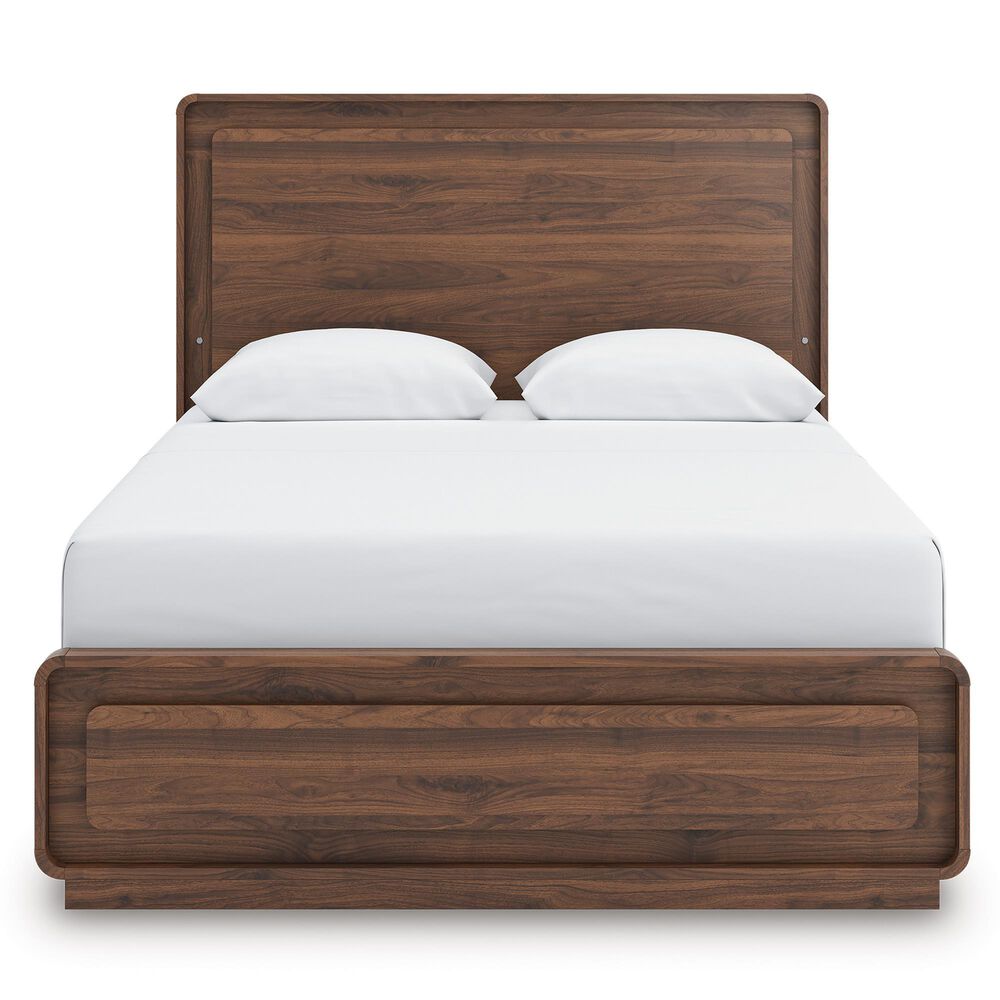 Ashley Fortlorn Queen Bed with Two Nightstands in Walnut Brown, , large
