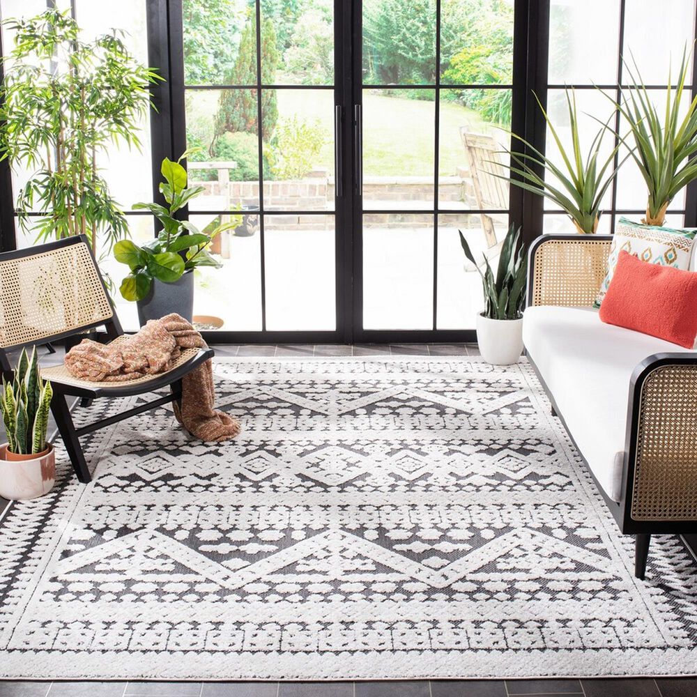 Safavieh Cabana CBN658A 8&#39; x 10&#39; Ivory and Grey Indoor/Outdoor Area Performance Rug, , large