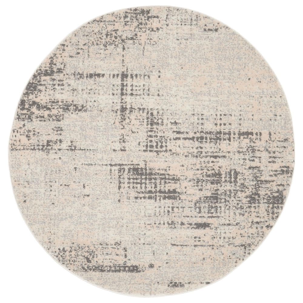 Nourison Rush 4" Round Ivory and Beige Area Rug, , large