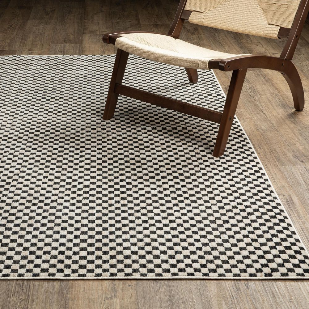 ROW by Oriental Weavers Hunter Black and Ivory 2'3" x 7'6" Runner, , large