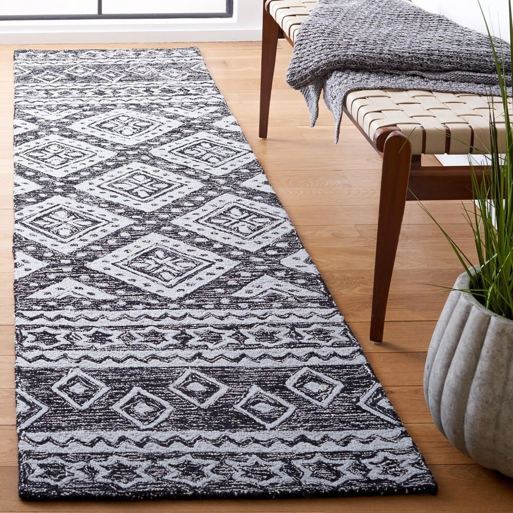 Safavieh Micro-Loop 2&#39;3&quot; x 9&#39; Black and Gray Runner, , large