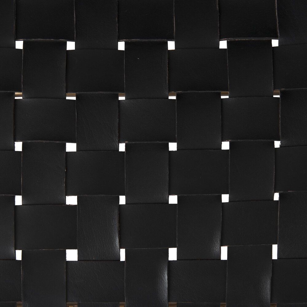 Mercana Clarissa Stool with Black Leather Woven Seat in Gold, , large