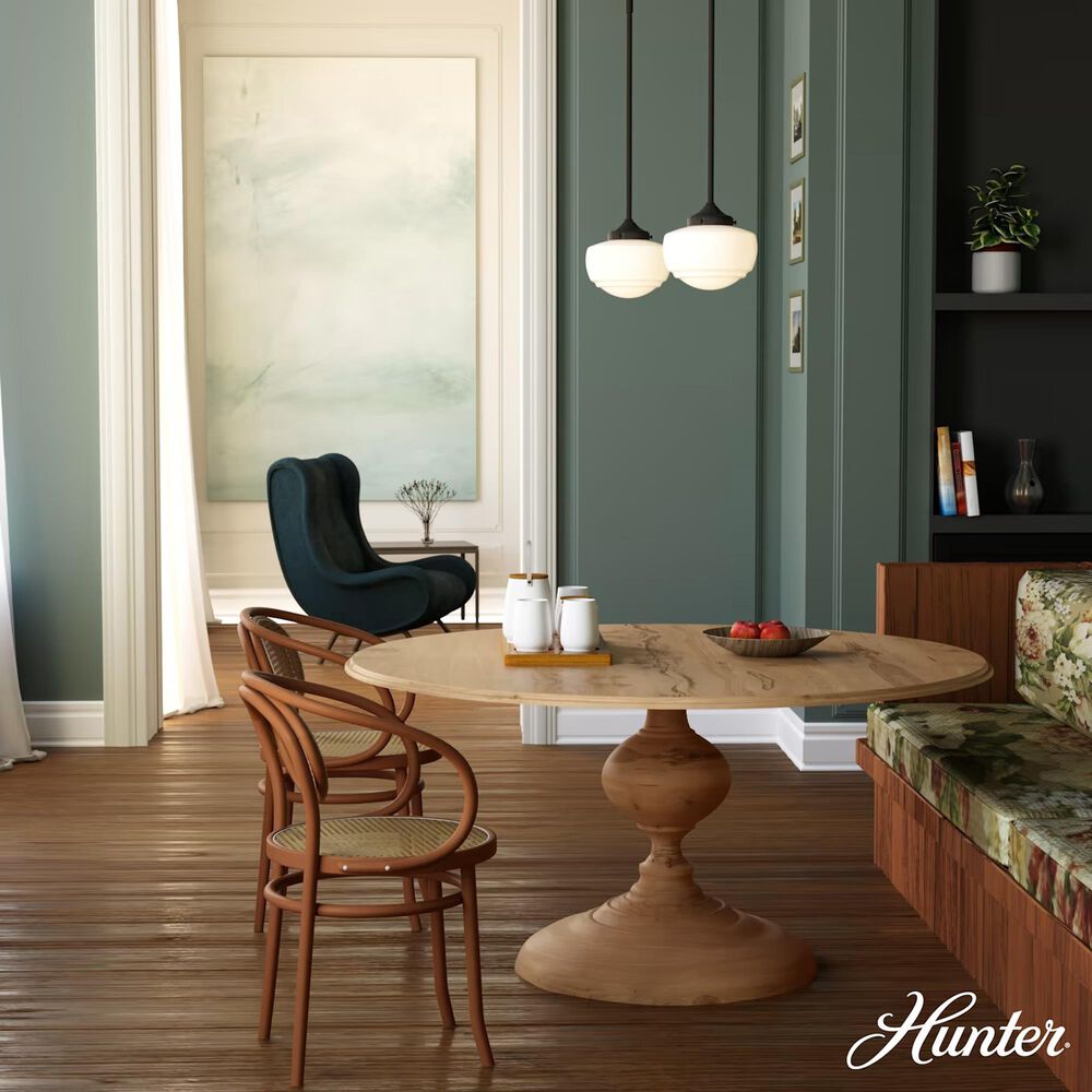 Hunter Saddle Creek 1-Light Mini Pendant with Shiny Cased White Glass in Noble Bronze, , large