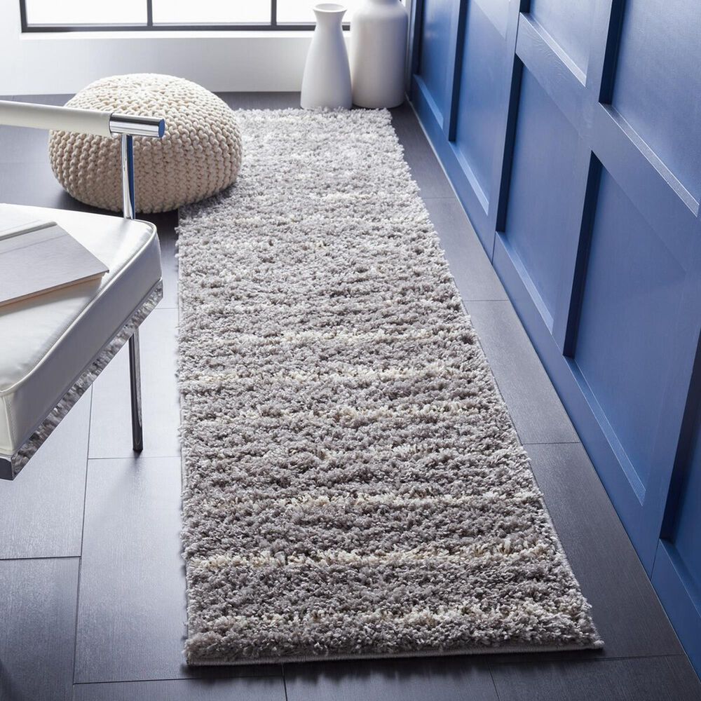 Safavieh Venus Shag VNS604J 2&#39;2&quot; x 8&#39; Grey and Ivory Runner, , large