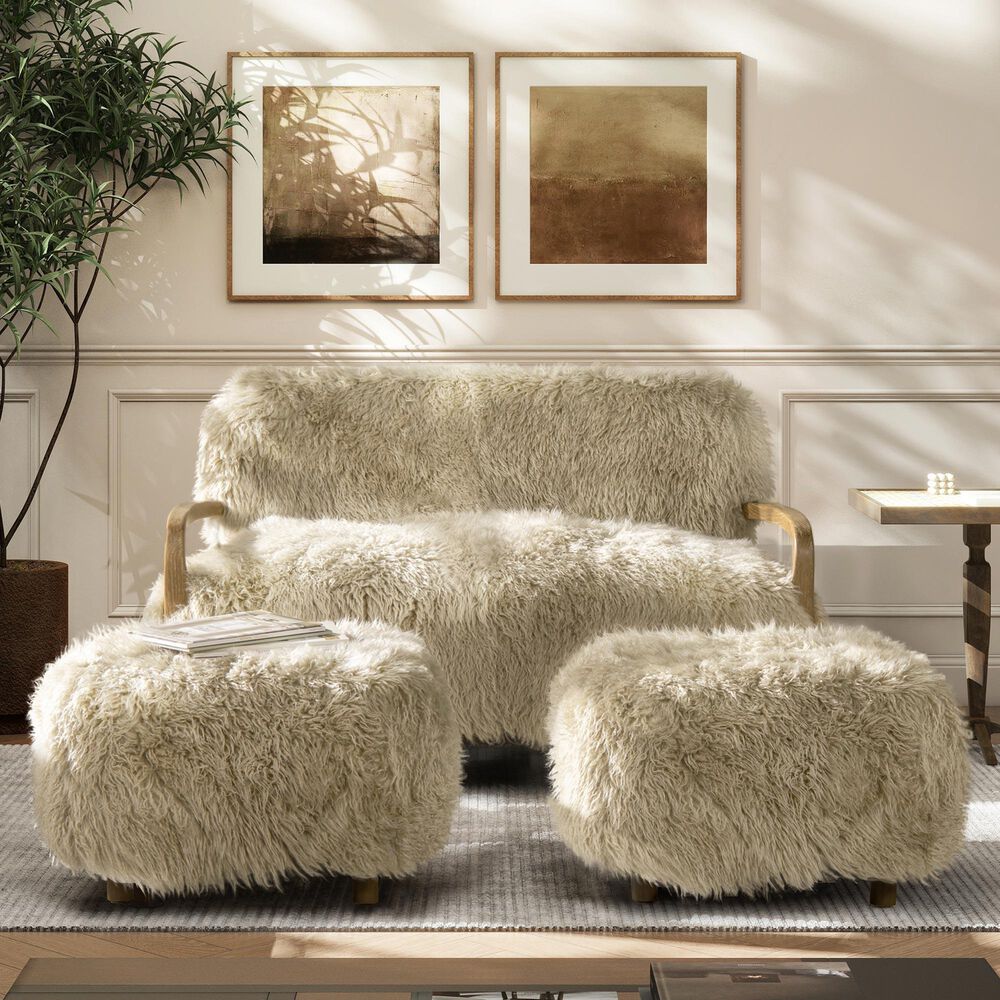Jennifer Taylor Home Enchante Accent Ottoman in Taupe Beige, , large