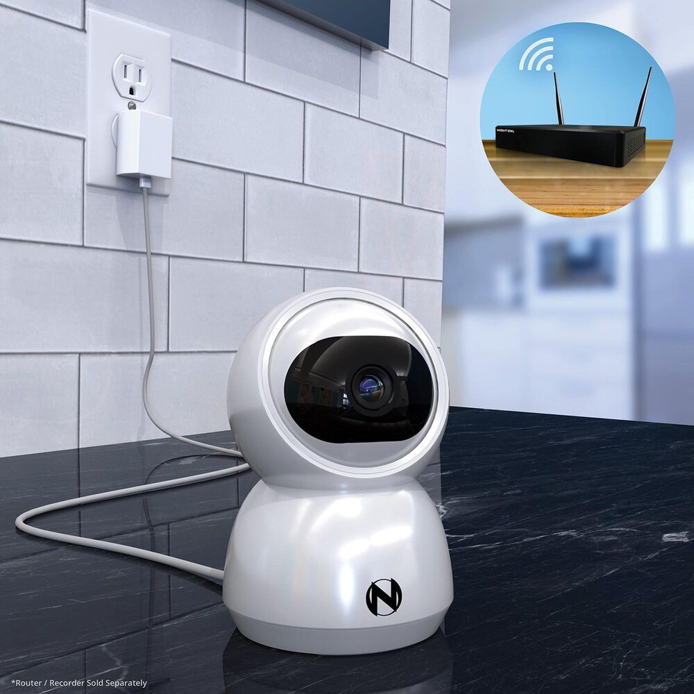 Night Owl Indoor Wi-Fi IP Plug In 3MP Deterrence Camera with Pan, Tilt and 2-Way Audio - White, , large