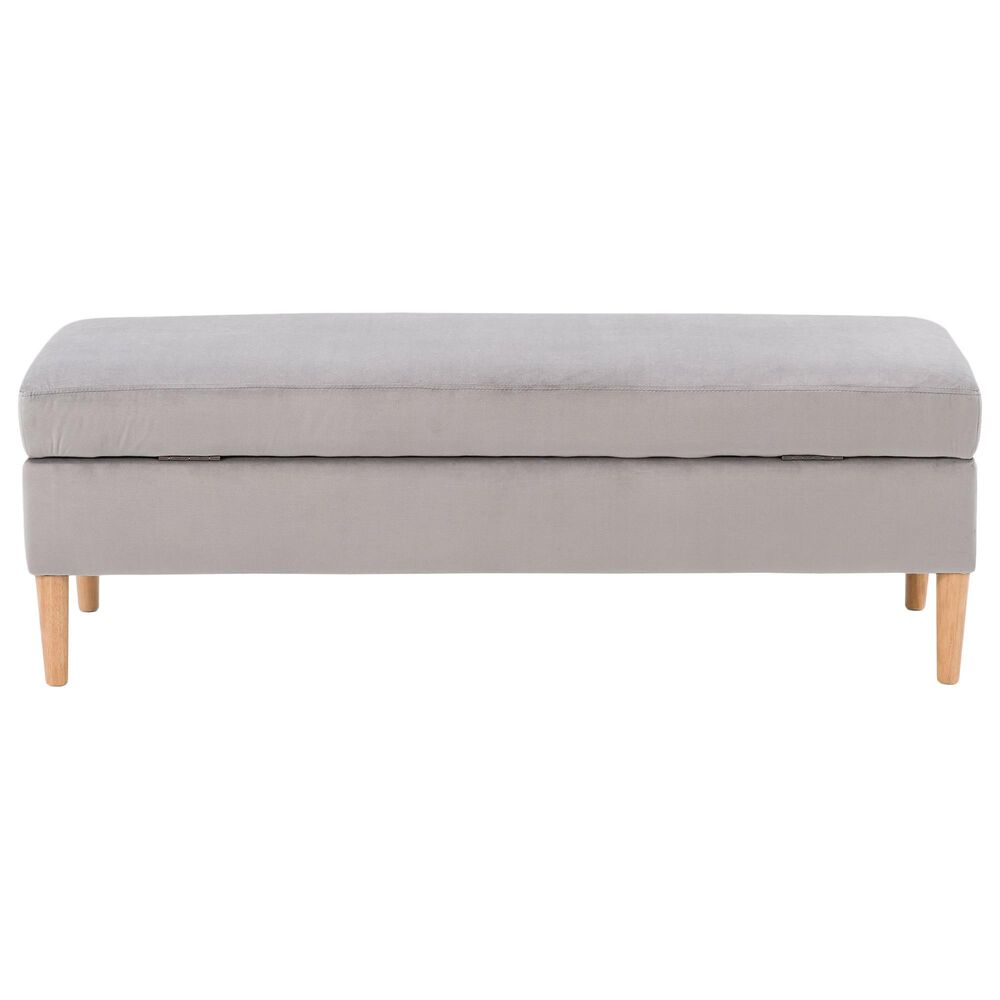 CorLiving Perry Storage Ottoman in Light Grey Velvet, , large