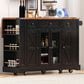 HOMLUX 53" Kitchen Island with Two Tempered Glass Cabinet Door in Black, , large