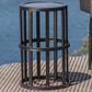 Hearth and Haven Outdoor Round Metal Side Table with Open Slat Frame in Black and Grey, , large