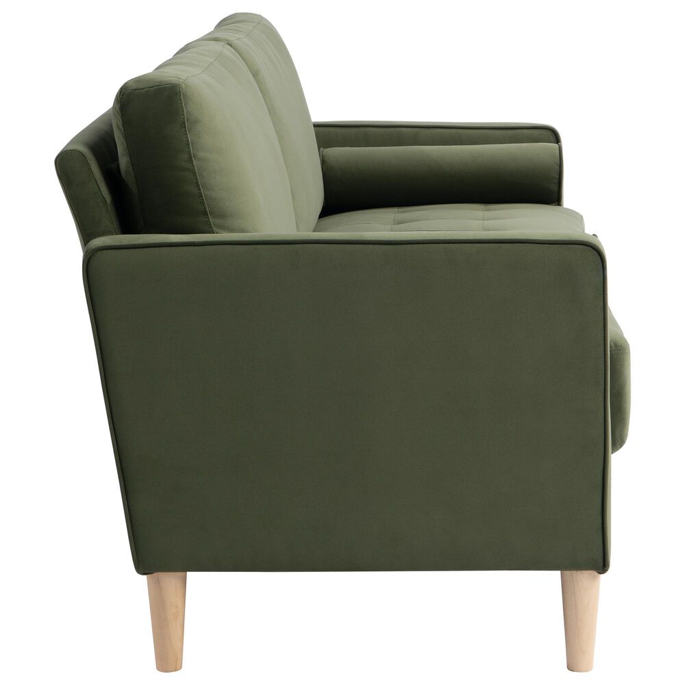 Lifestyle Solutions Langford Stationary Velvet Sofa in Olive, , large