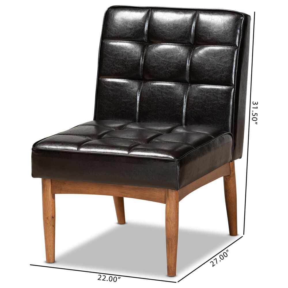 Baxton Studio Sanford Side Chair with Dark Brown Cushion in Walnut Brown, , large