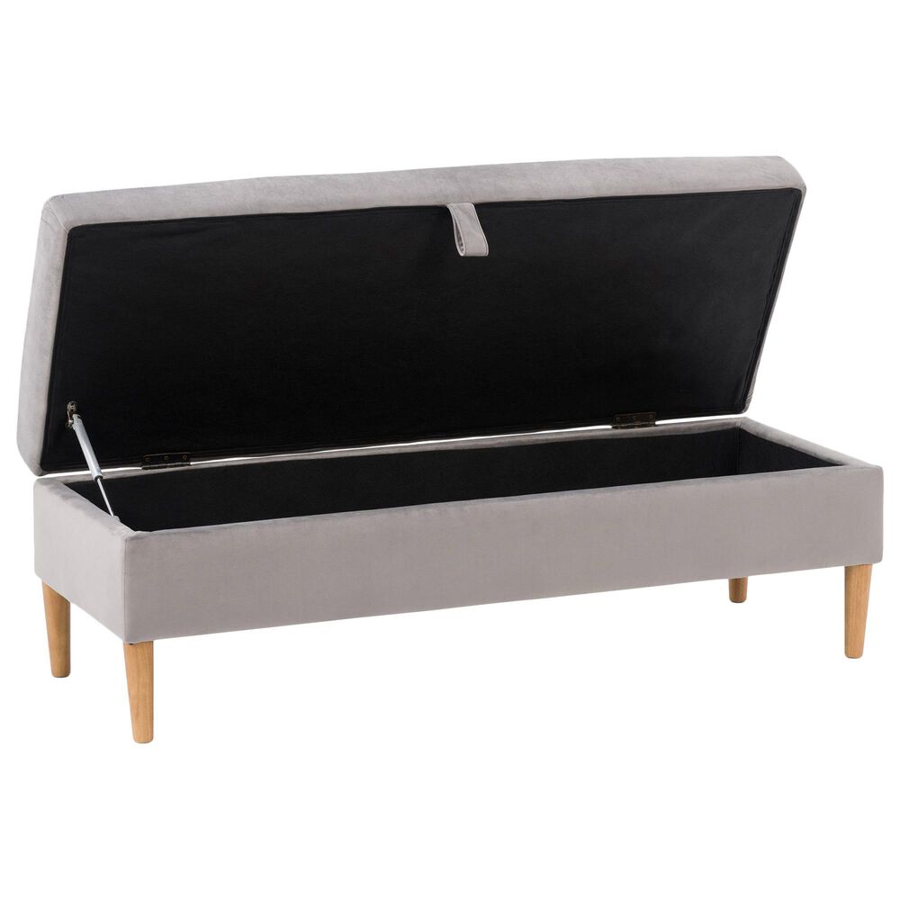 CorLiving Perry Storage Ottoman in Light Grey Velvet, , large