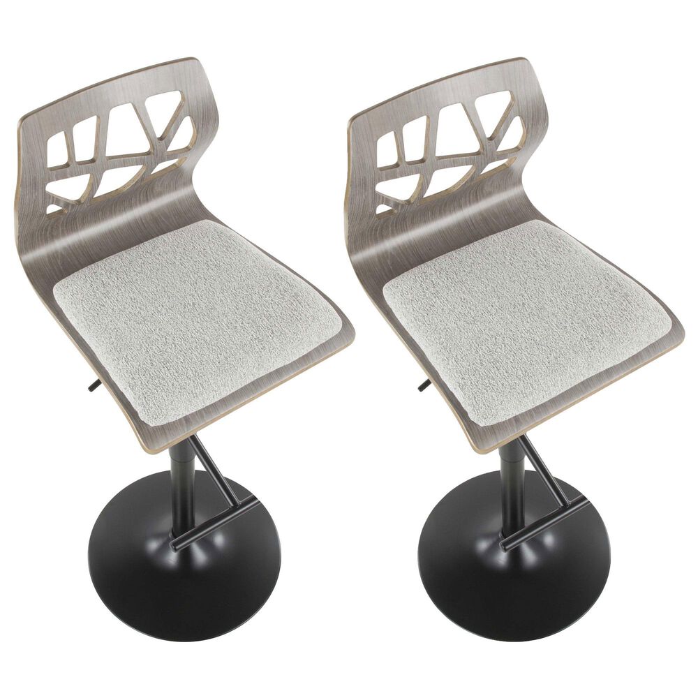 Lumisource Folia Swivel Barstool in Black and Light Grey &#40;Set of 2&#41;, , large
