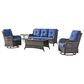 Sunwell Garden 5-Piece Patio Conversation Set with Brown Rattan in Blue, , large