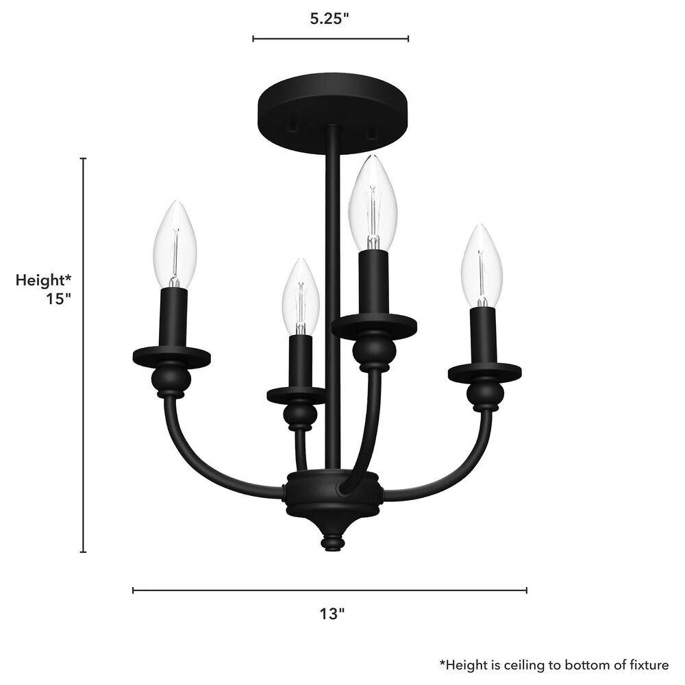 Hunter Southcrest 4-Light Semi-Flush Mount in Flat Matte Black, , large