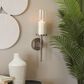 Maple and Jade 23" Single Indoor/Outdoor Wall Mount Candle Holder in Polished Silver and Clear, , large