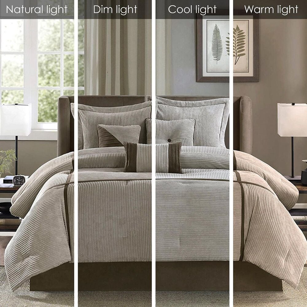 Hampton Park Dallas 7-Piece Queen Comforter Set in Taupe and Chocolate Brown, , large