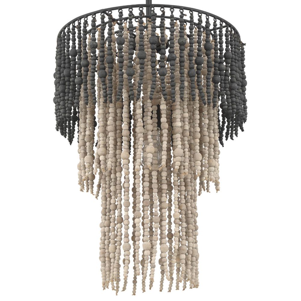 Creative Coop Marin 3-Tier Ombre Beaded Wood Chandelier in Black, , large