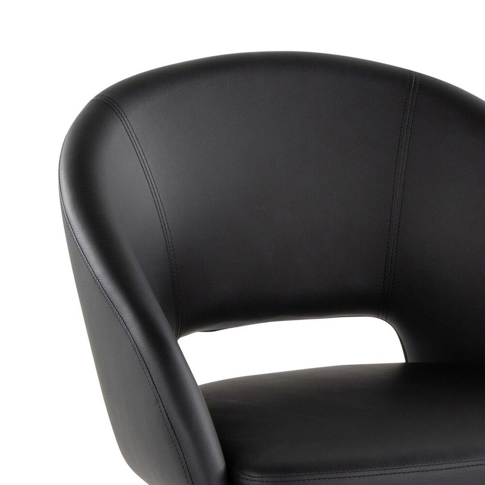 LumiSource Renee Arm Chair with Black Faux Leather Cushion in Gold (Set of 2), , large