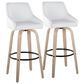 LumiSource Hannah Swivel Bar Stool with White Faux Leather Upholstery in Whitewashed and Black (Set of 2), , large